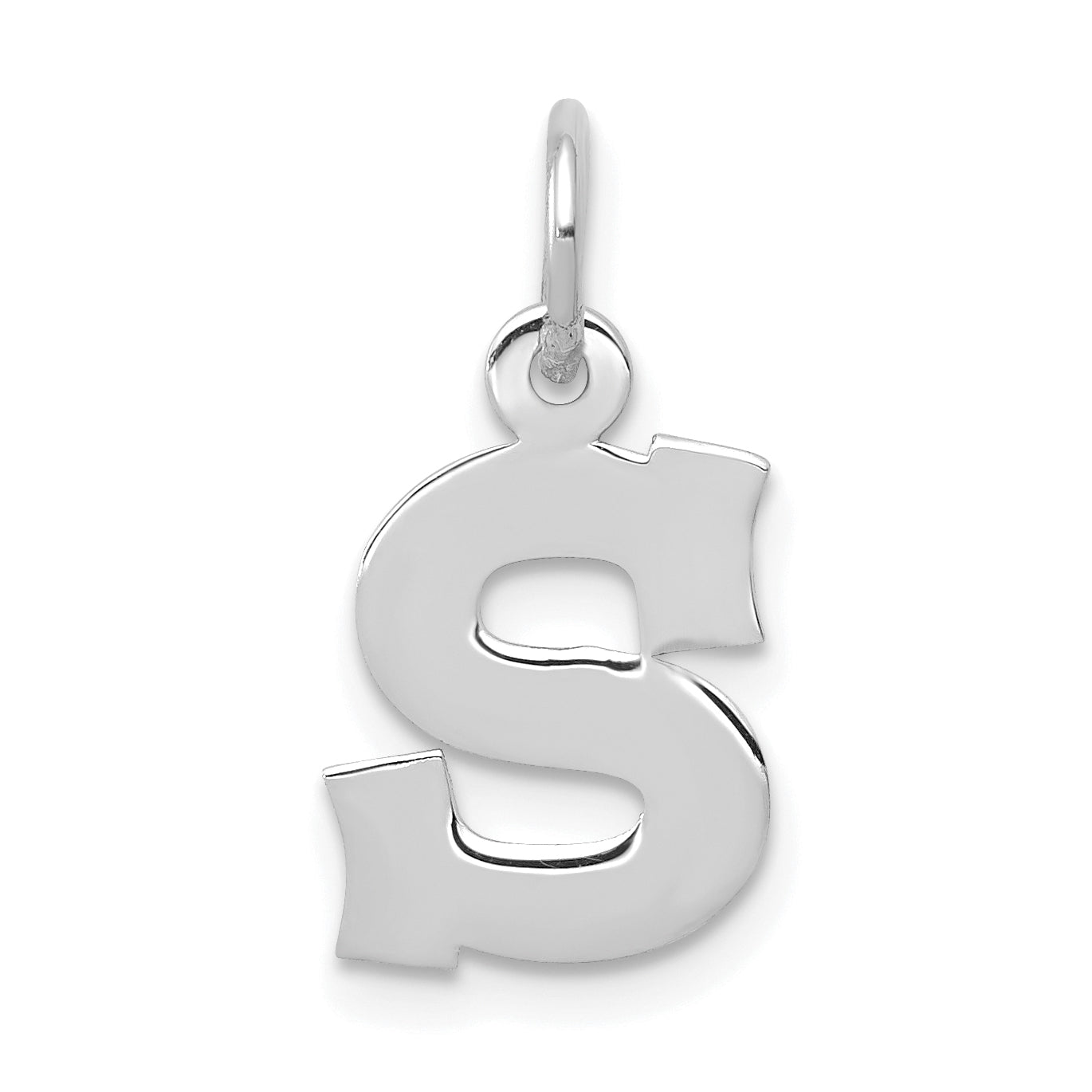 10K White Gold Small Block Initial S Charm