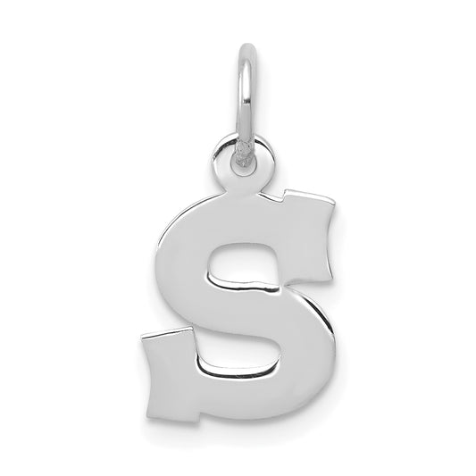 10K White Gold Small Block Initial S Charm