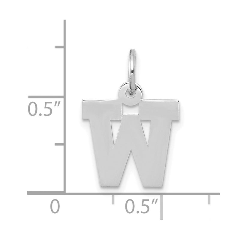 10K White Gold Small Block Initial W Charm
