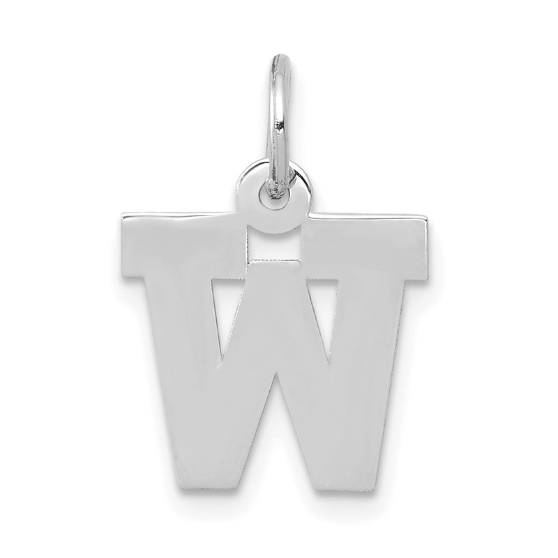 10K White Gold Small Block Initial W Charm