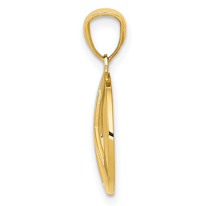 10K Yellow Gold Polished Peace Sign Circle Pendant