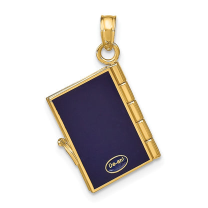 10K Yellow Gold 10K Enamel 3-D Passport Pendant