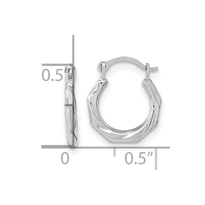 10K White Gold 10K Polished Twist Hoop Earrings