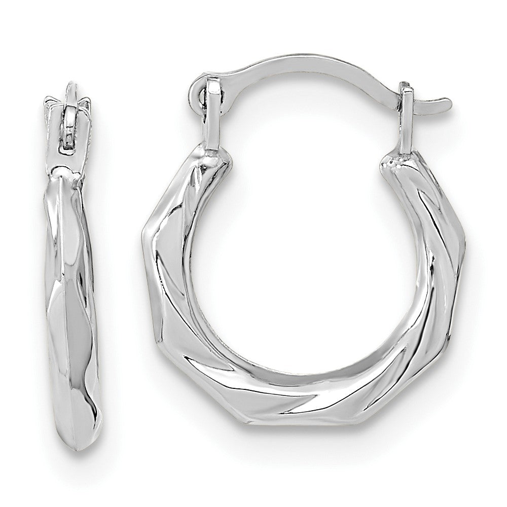 10K White Gold 10K Polished Twist Hoop Earrings