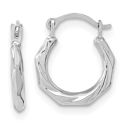 10K White Gold 10K Polished Twist Hoop Earrings