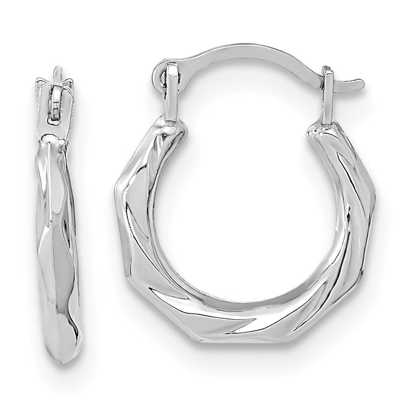 10K White Gold 10K Polished Twist Hoop Earrings