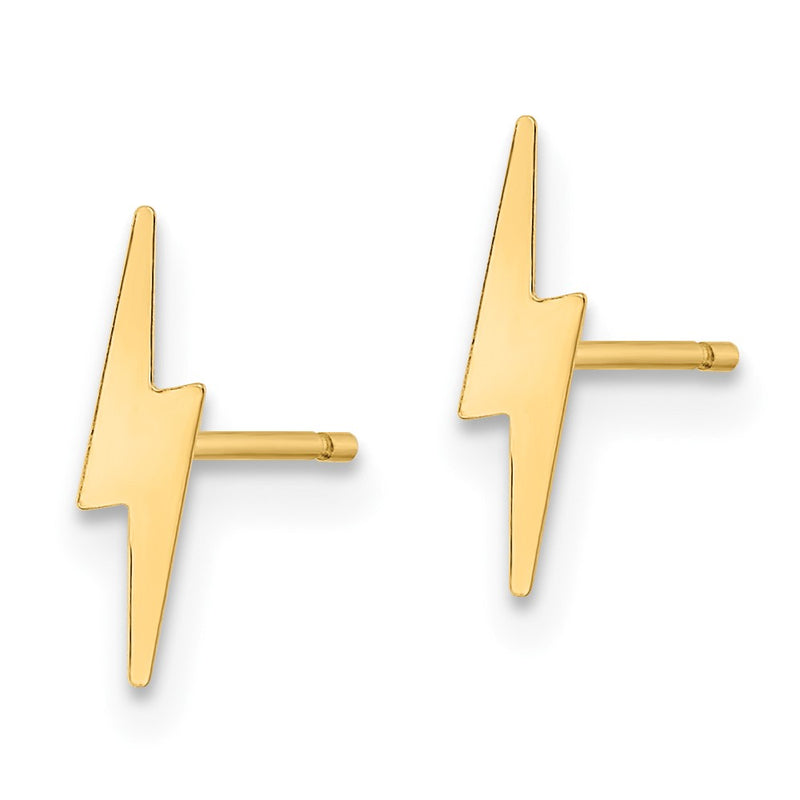 10K Yellow Gold Polished Lightning Bolt Post Earrings