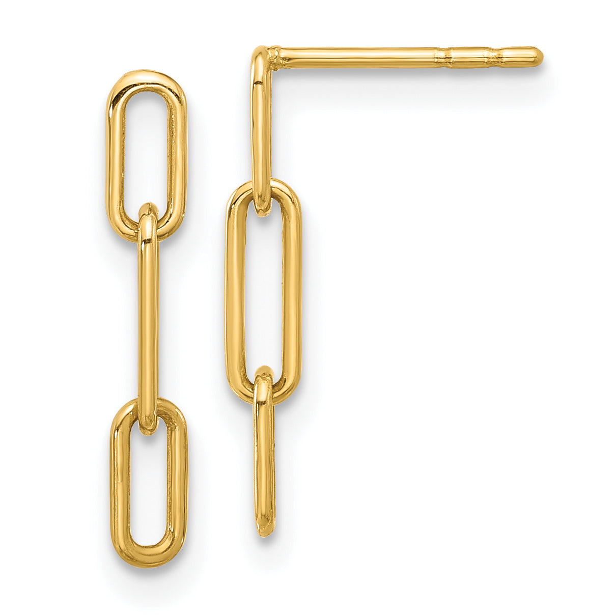 10K Yellow Gold 10K Polished Open Link Post Dangle Earrings