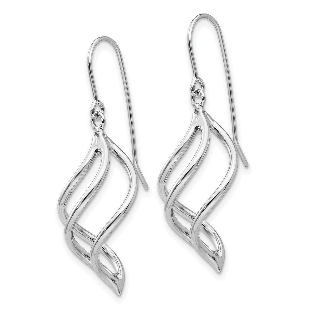 10K White Gold Swirl Dangle Earrings