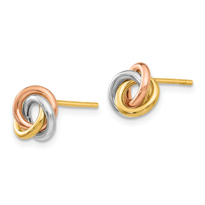 10K Tri Color Tri-Color Twisted Knot Post Earrings