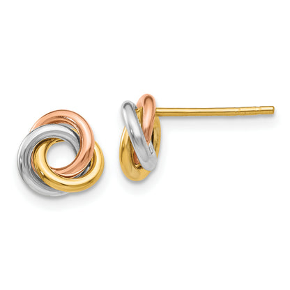10K Tri Color Tri-Color Twisted Knot Post Earrings