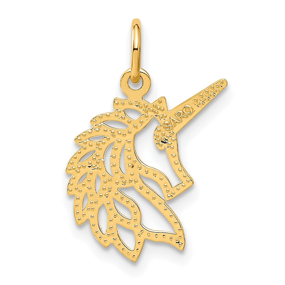 10K Yellow Gold Unicorn Head Pendant