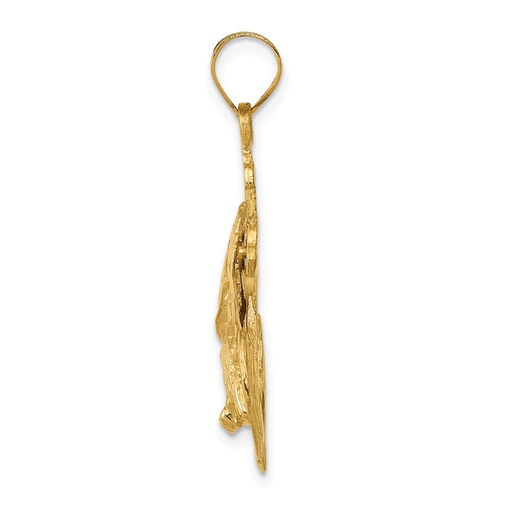 10K Yellow Gold Mariners Cross W/Eagle Pendant