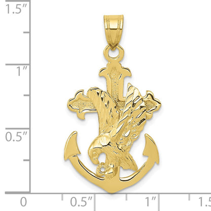 10K Yellow Gold Mariners Cross W/Eagle Pendant