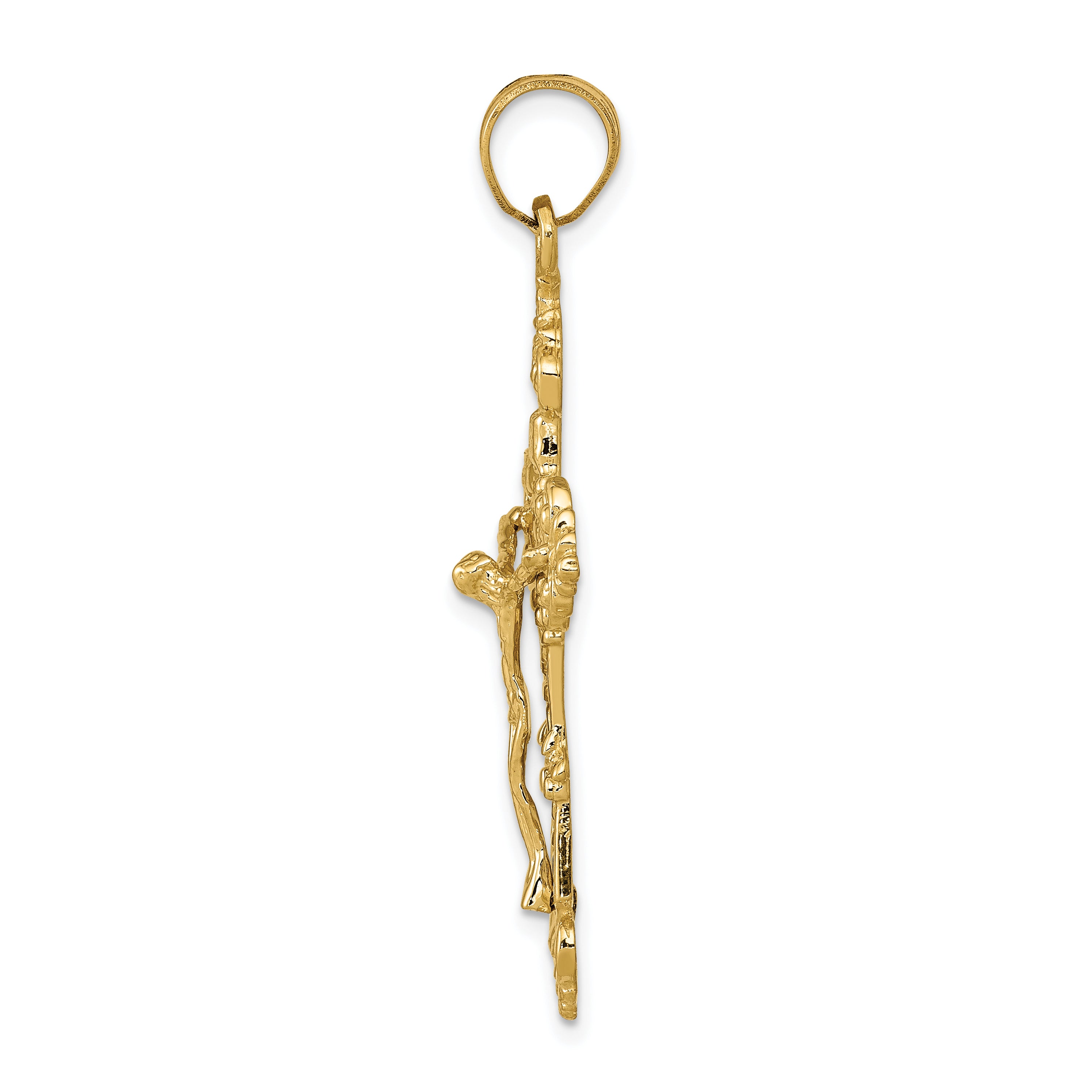 10K Yellow Gold Inri Fleur De Lis Crucifix Pendant