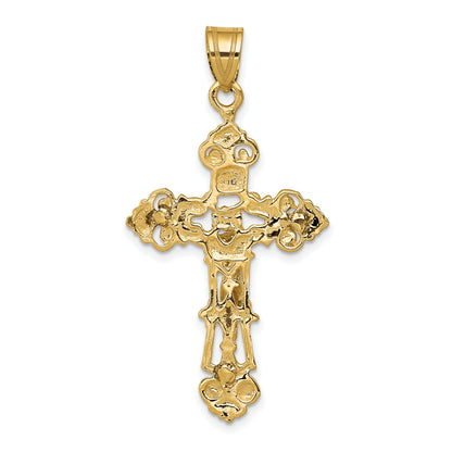 10K Yellow Gold Inri Fleur De Lis Crucifix Pendant