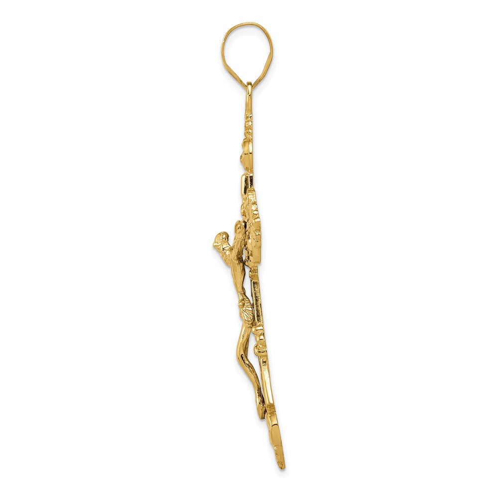 10K Yellow Gold Inri Fleur De Lis Crucifix Pendant