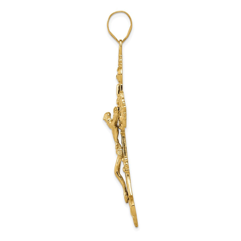 10K Yellow Gold Inri Fleur De Lis Crucifix Pendant