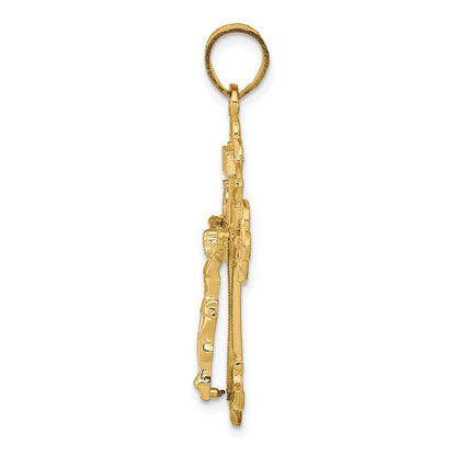 10K Yellow Gold Inri Fleur De Lis Crucifix Pendant