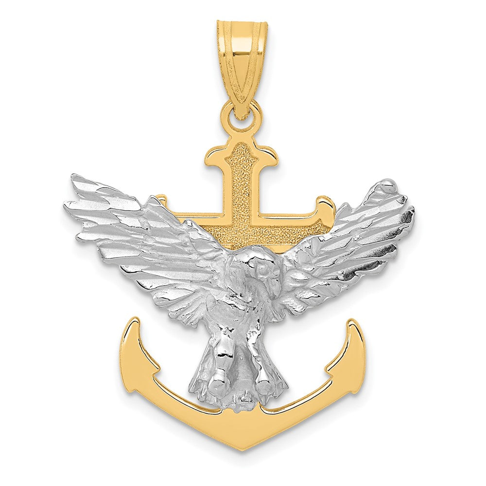 10K Two-Tone Mariners Cross W/Eagle Pendant