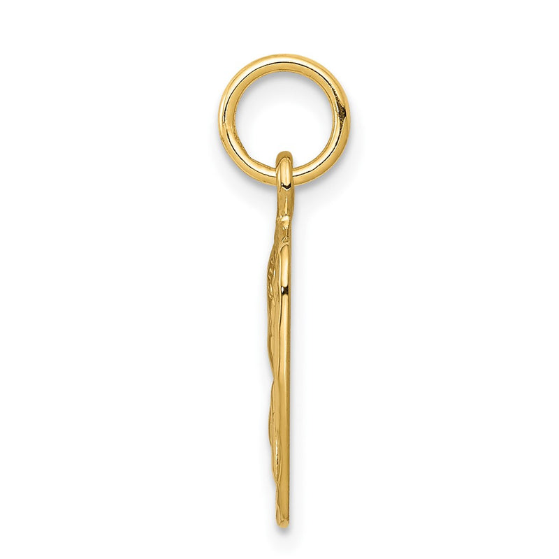 10K Yellow Gold Satin & Diamond -Cut Angel Charm