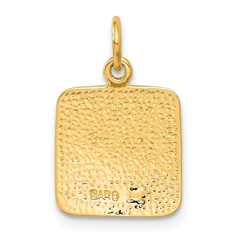 10K Yellow Gold Satin & Diamond -Cut Angel Charm