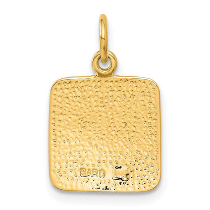 10K Yellow Gold Satin & Diamond -Cut Angel Charm