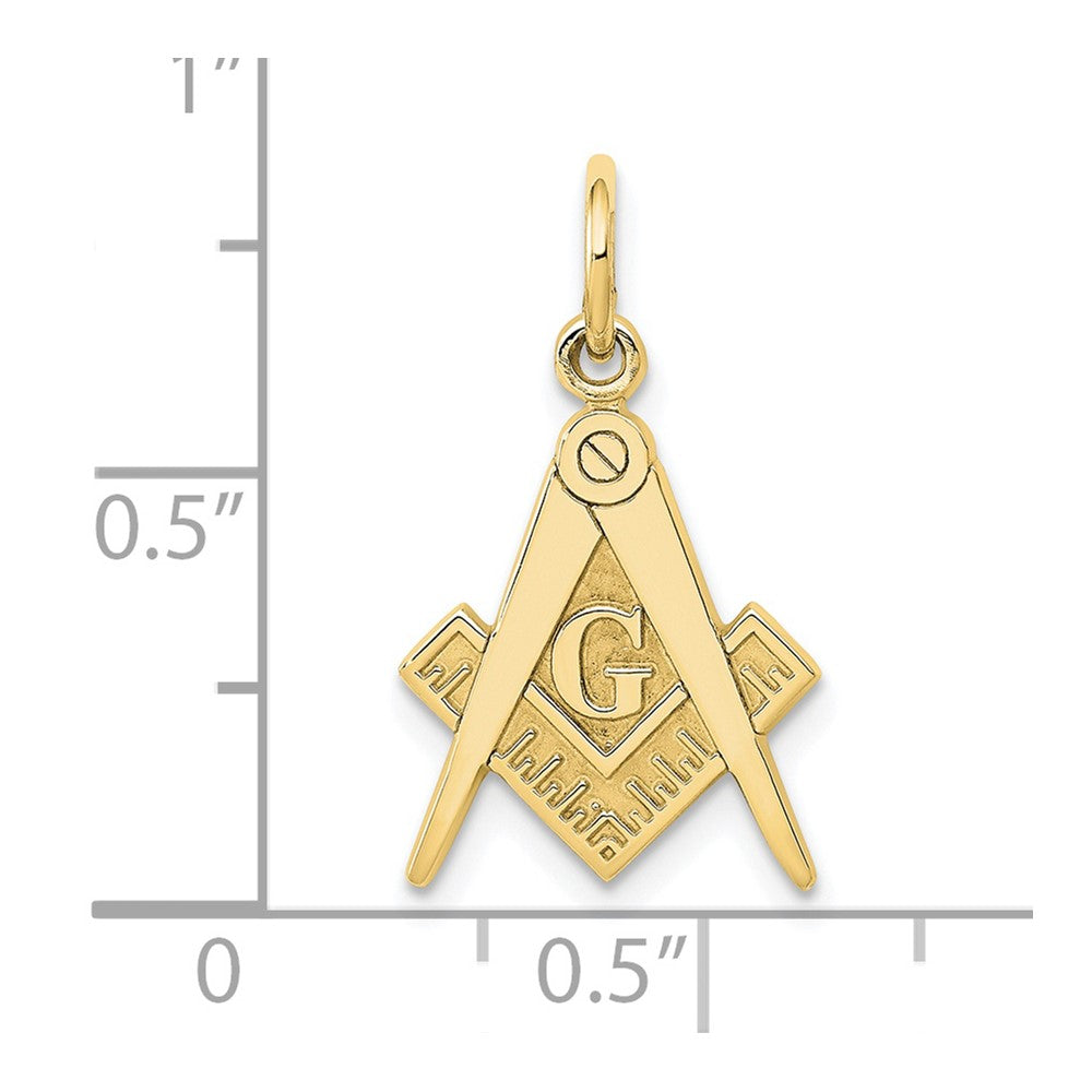 10K Yellow Gold Polished And Textured Masonic Symbol Charm