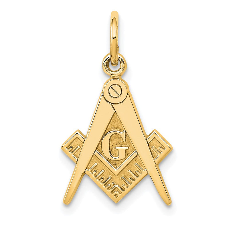 10K Yellow Gold Polished And Textured Masonic Symbol Charm