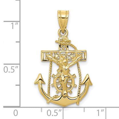 10K Yellow Gold Mariners Cross Pendant