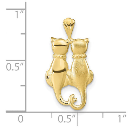 10K Yellow Gold Satin & Polished Cats Pendant