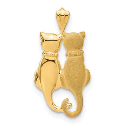 10K Yellow Gold Satin & Polished Cats Pendant