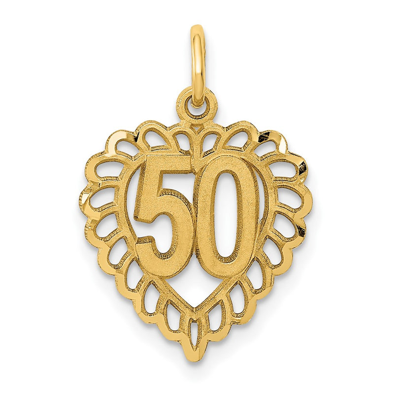 10K Yellow Gold 50 In Heart Charm