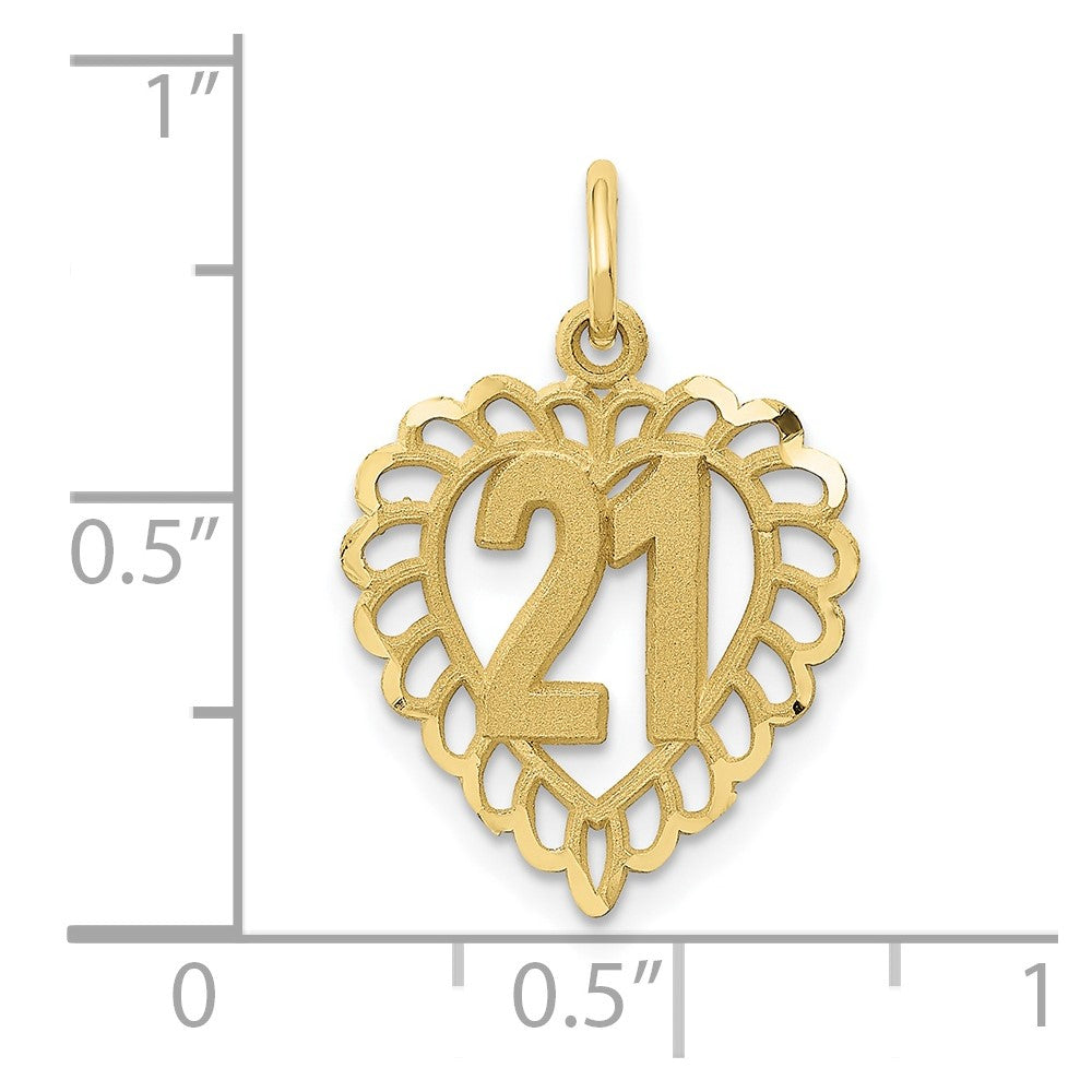 10K Yellow Gold 21 In Heart Charm