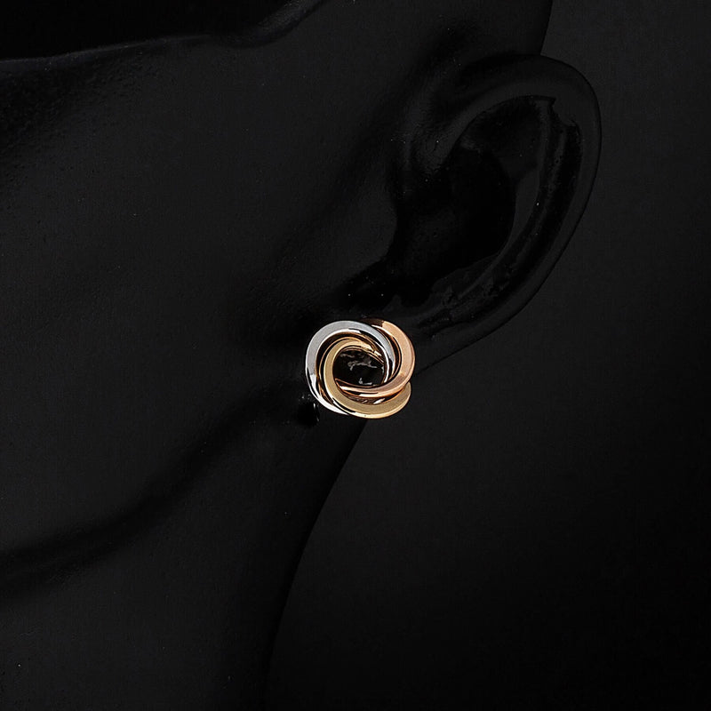 14K Yellow Gold Tria Hoop Clip-On Knot Earrings