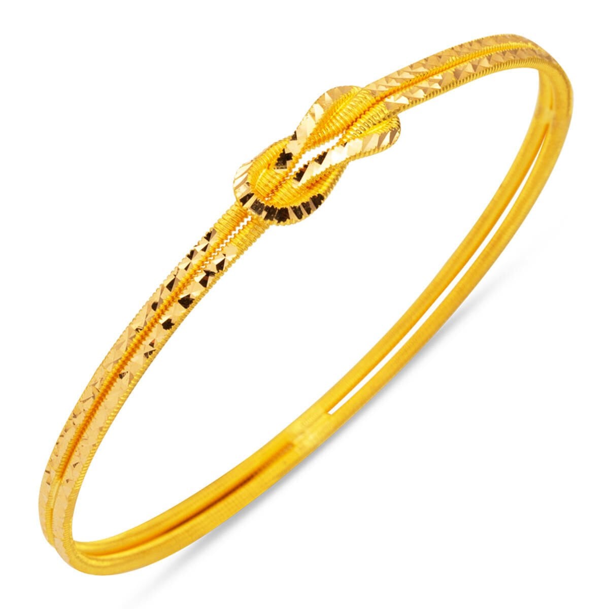 22K Yellow Gold Crystal Love Knot Bangle
