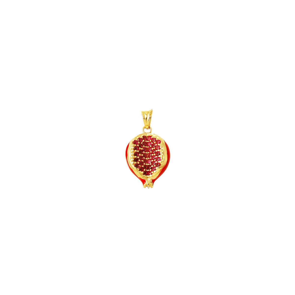 14K Yellow Gold Pomegranate Enamel Pendant