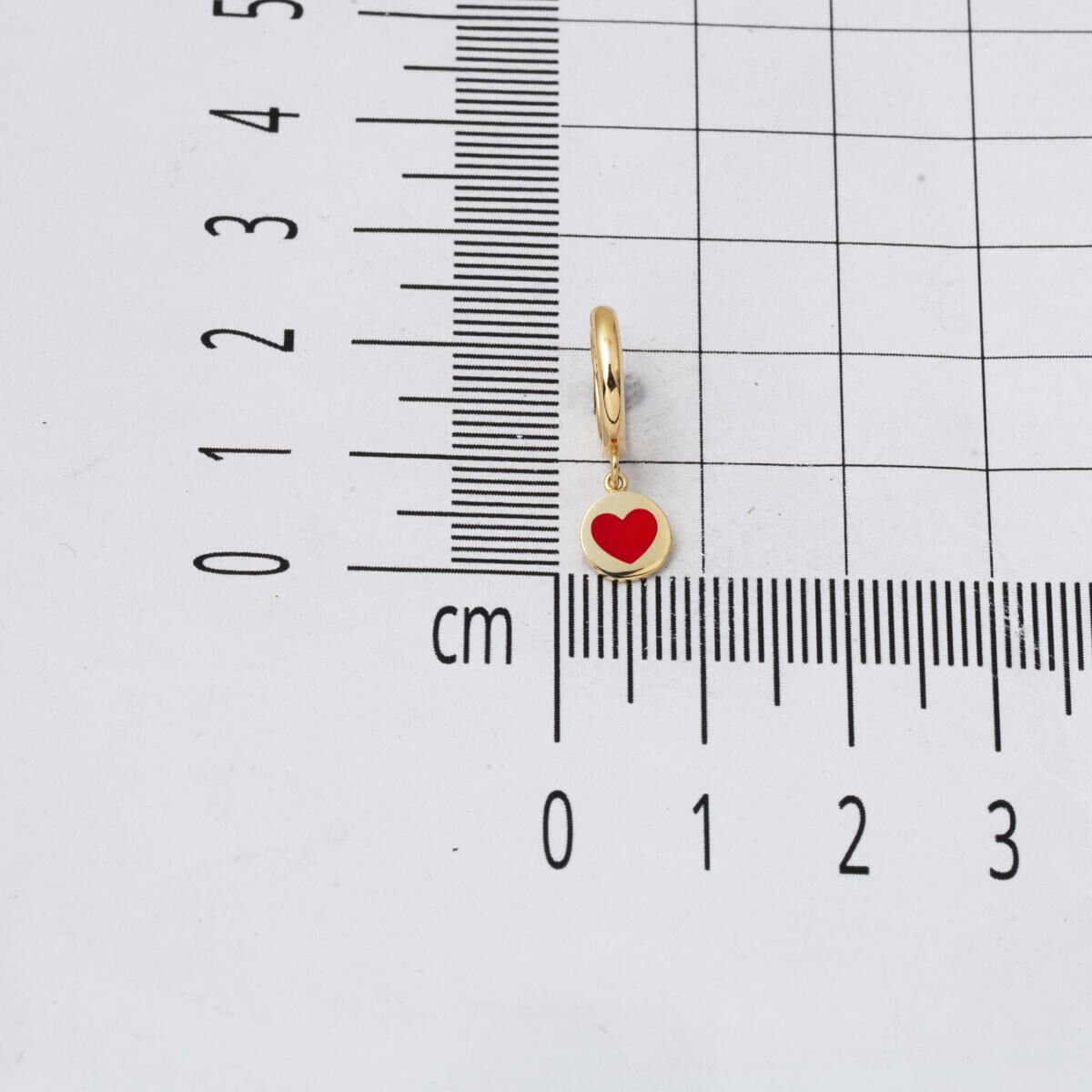 14K Yellow Gold Heart Dangle Enamel Children's Earrings