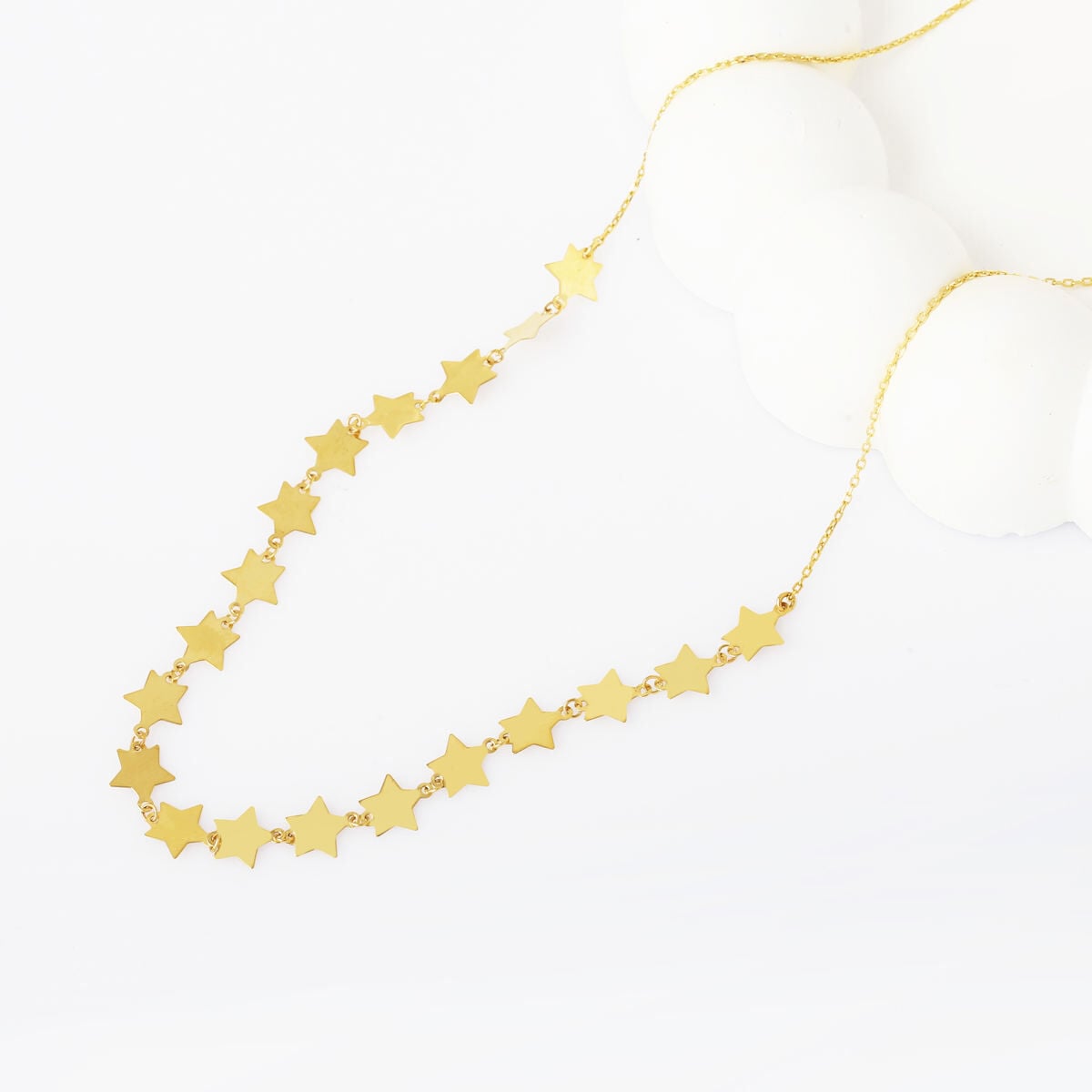 14K Yellow Gold Star Chain Necklace