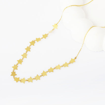 14K Yellow Gold Star Chain Necklace