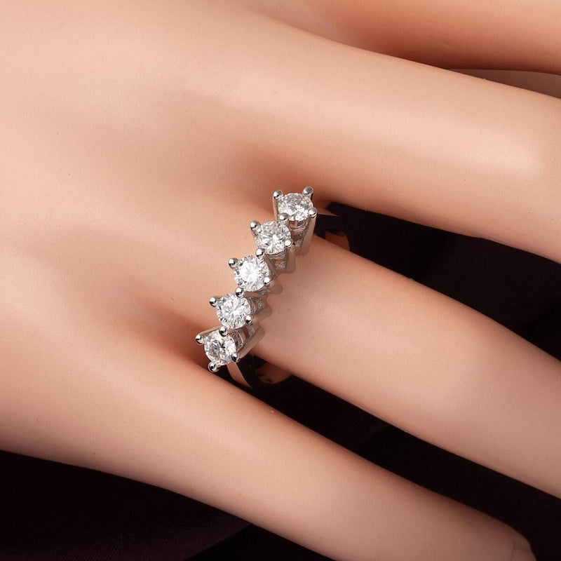 14K White Gold Five Stone Moissanite Ring (5 g)