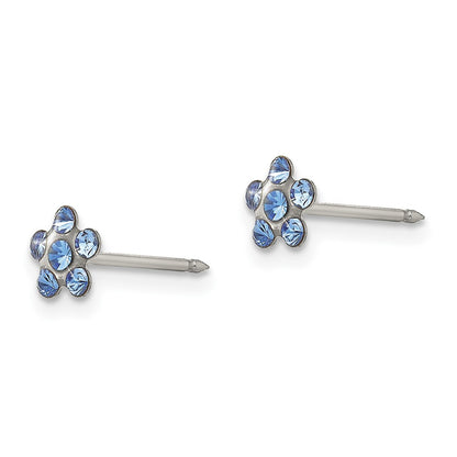 Stainless Steel Inverness Blue Crystal Post Earrings