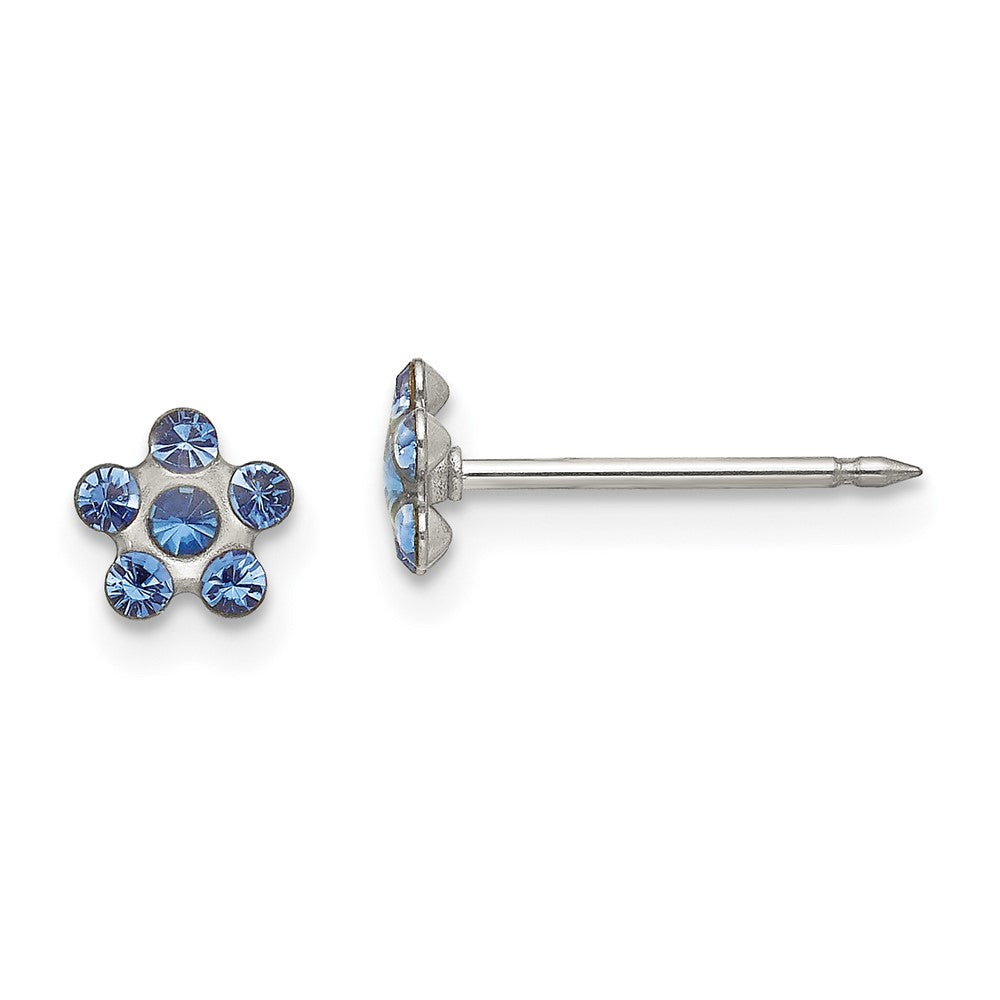 Stainless Steel Inverness Blue Crystal Post Earrings