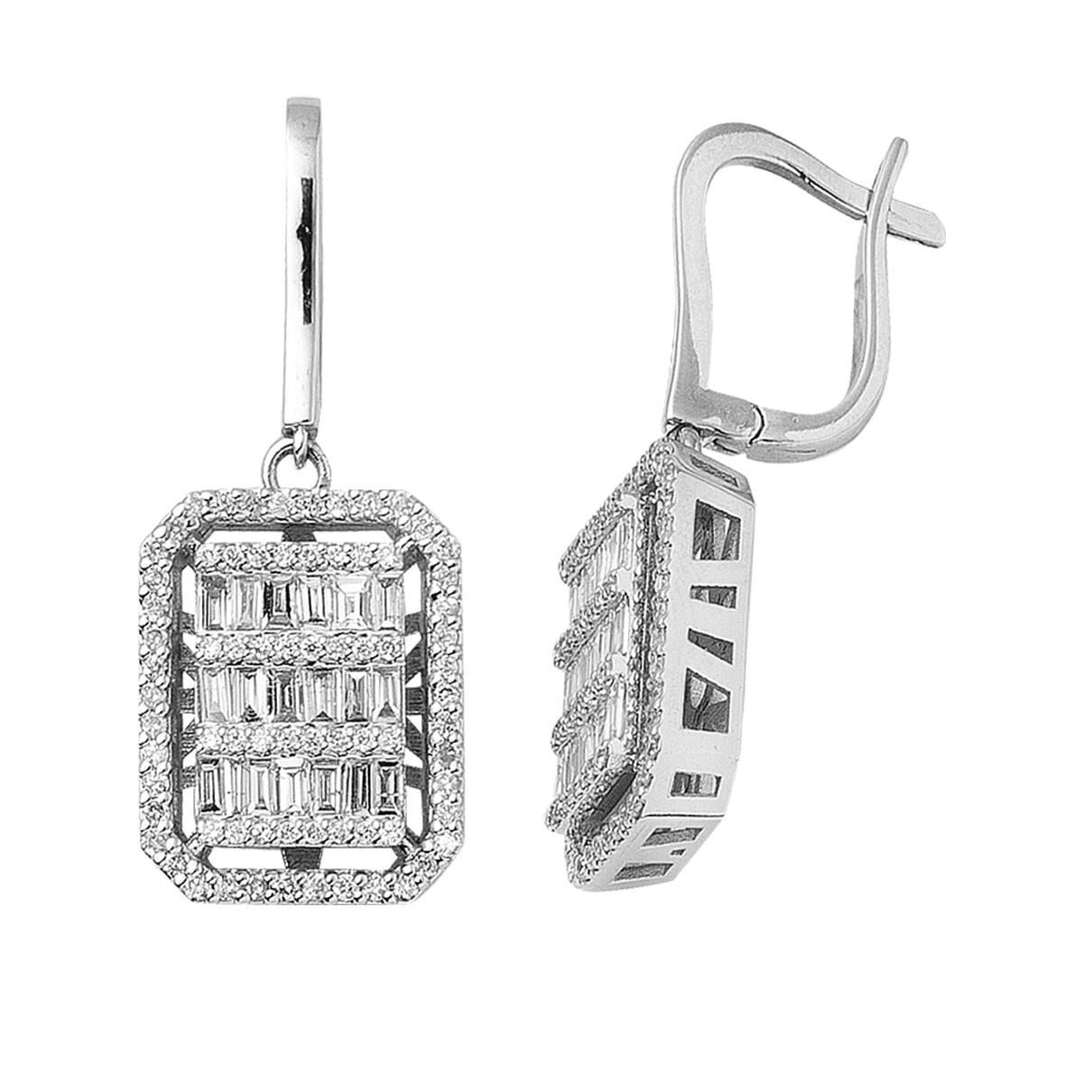 14K White Gold Baguette Diamond Earrings (5.47 g)
