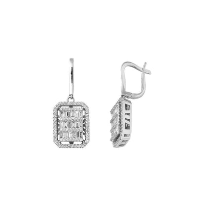 14K White Gold Baguette Diamond Earrings (5.47 g)