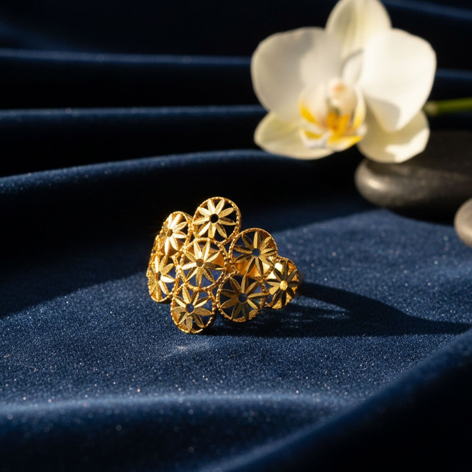 22K Yellow Gold Star Ring