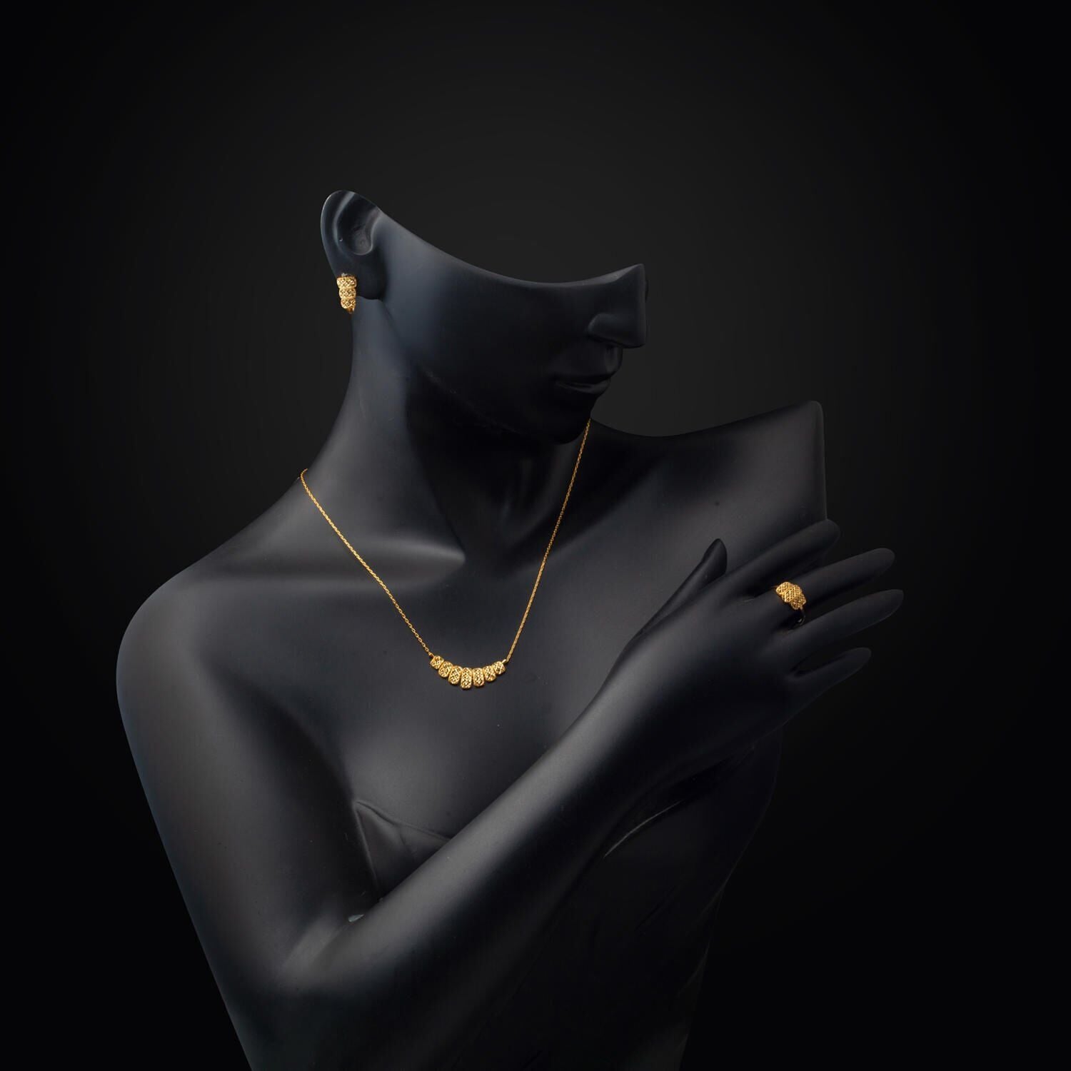 22K Yellow Gold Plasma Three-Piece Jewelry Set
