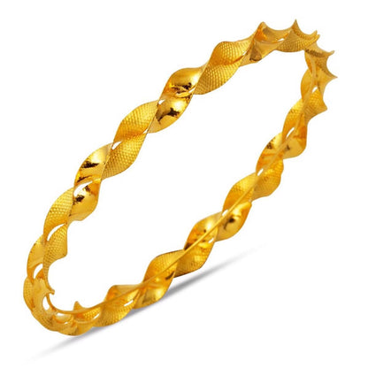 22K Yellow Gold Macaroni Braided Twisted Bangle