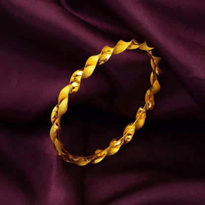 22K Yellow Gold Macaroni Braided Twisted Bangle