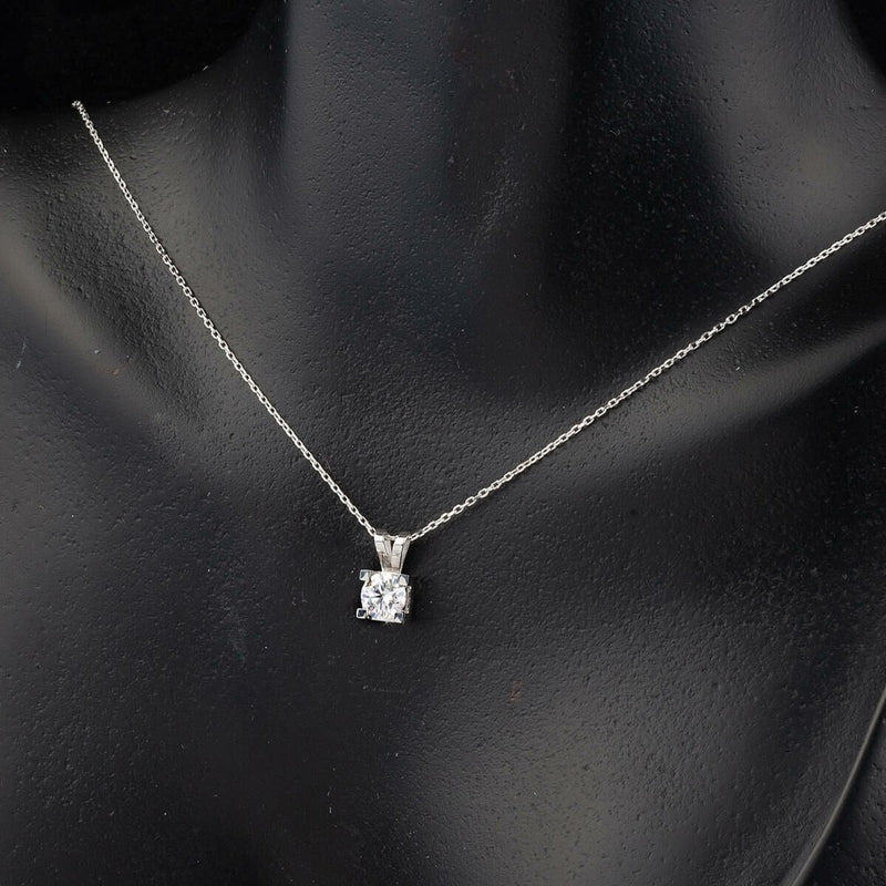 14K White Gold 1.20 Ct Moissanite Necklace and Earrings Set